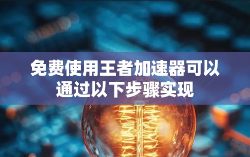 免费使用王者加速器可以通过以下步骤实现